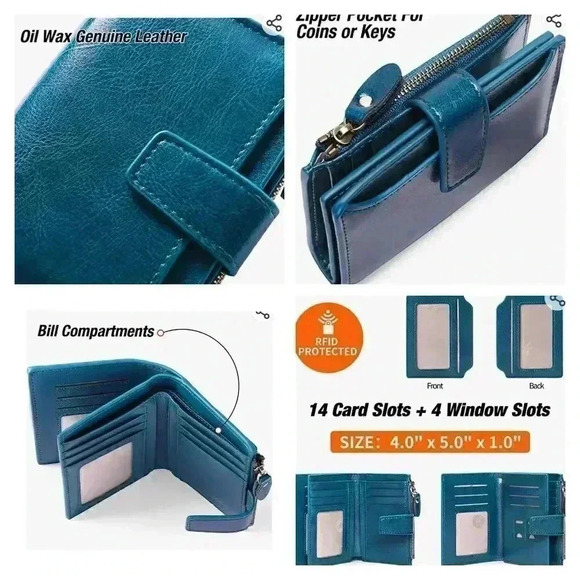 Women Leather Wallet RFID Blocking Small Bifold Zipper Pocket Wallet Car… - Picture 1 of 16